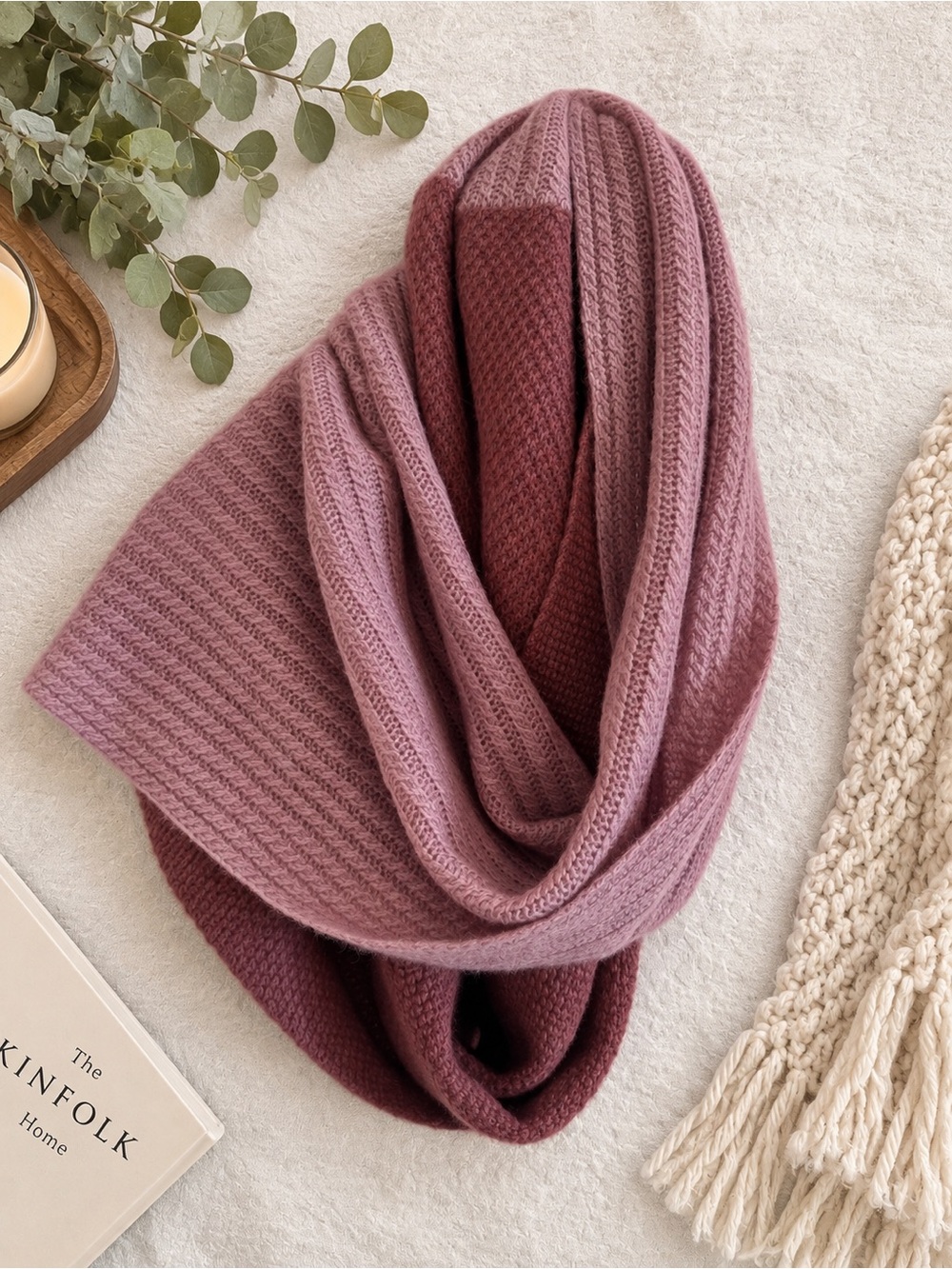 Halogen 100% Cashmere Infinity Scarf Mauve Dusty Rose One Size